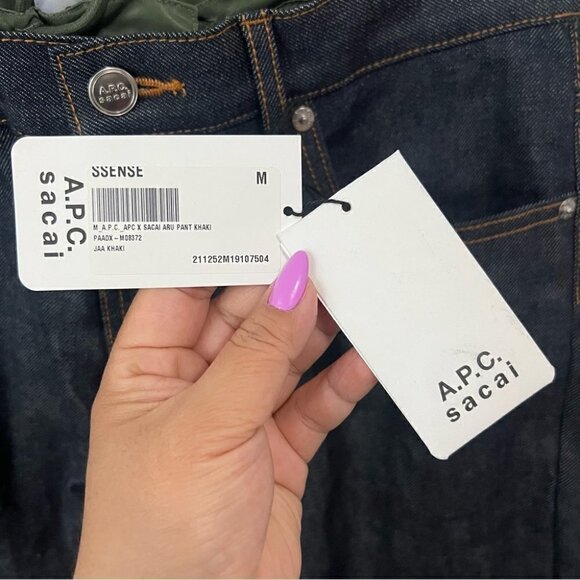 A.P.C. x Sacai Edition Indigo & Green Haru Jeans - Khaki. Size: M. NWT - Picture 5 of 16